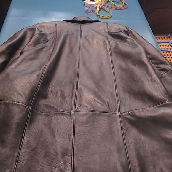 Vintage Reed Women's Black Leather Lg-XL? Swing Three Button Soft Roll cuffCoat - Picture 13 of 13